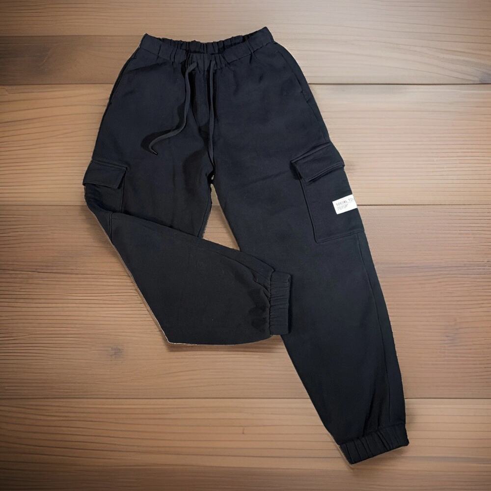 NWOT Social Tourist Hollister Sz S Black Cargo Joggers Streetwear Skater Utility